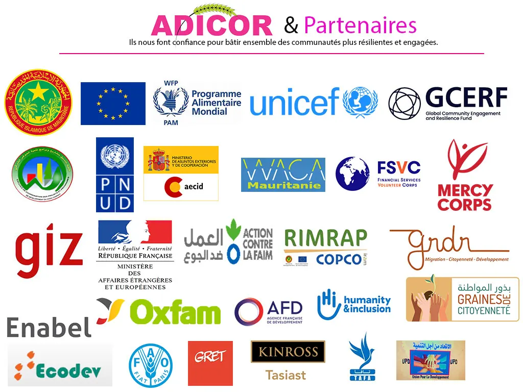 Ensemble des partenaires techniques, financiers et institutionnels d'ADICOR